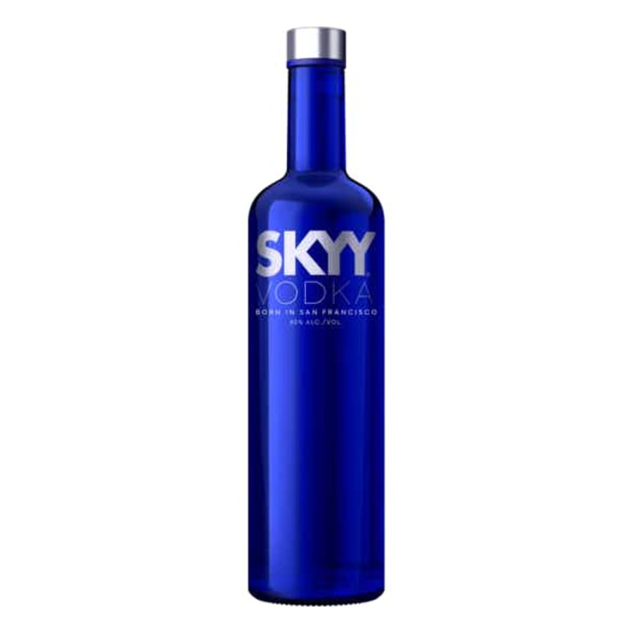 SKYY Vodka 750 ml - Lavish SKYY vodka is made with American grains from the heartland. It's later quadruple-distilled to get its sleek, clean taste.