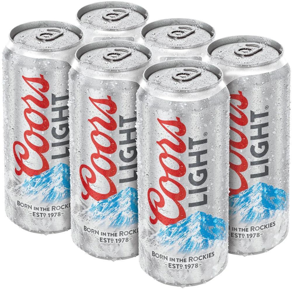 Coors Light Beer 6 Cans 16oz