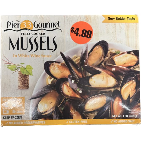 Mussels - 1 lb - Ordered in 1 lb increments. For example, if you order a quantity of 2, you will receive 2 lb.  Price per pound is $4.99.