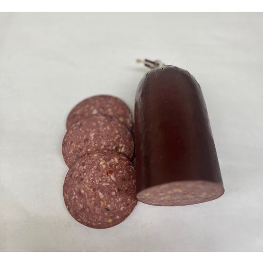 Jalapeno & Cheese Summer - Flavorful summer sausage of Garfield Voget's own formula. Perfect for snacks and sandwiches. About 4 lbs. each.  Ordered in 4 lb increments. For example, if you order a quantity of 2, you will receive 8 lb.  Price is 31.95 per roll cut in half for shipping.