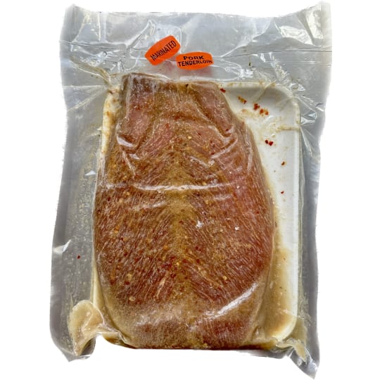 Marinated Pork Tenderloin - Filleted opened and marinated in Pub Sauce.
