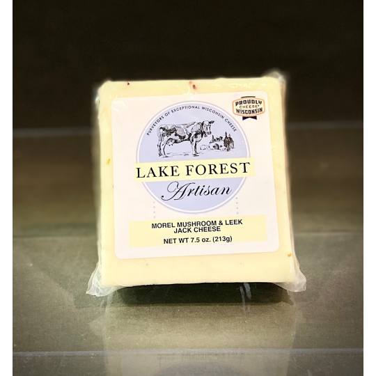 Morel Mushroom & Leek Monterey Jack Cheese, 7.5oz - An assortment of locally sourced, high quality, and super flavorful cheeses to pair with our delicious sausage products!