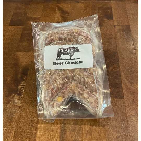 Beer Cheddar - Beer and brats just go together so well. Add cheese and taste the flavor!  Ordered in 1 lb increments. For example, if you order a quantity of 2, you will receive 2 lb.   Price per pound is $8.49.