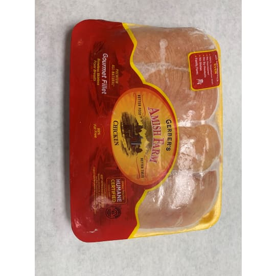 Chicken Breast - Gerber Amish Farms. No antibiotics, no by-products, no hormones or steroids.  Ordered in 1.5 lb increments. For example, if you order a quantity of 2, you will receive 3 lb.  Price per pound is $8.29.