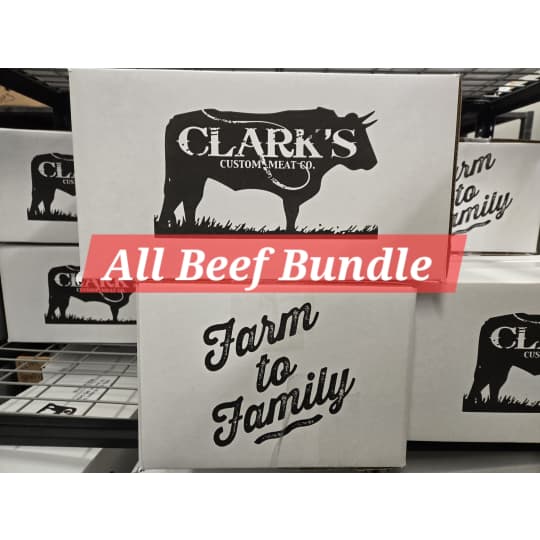 All Beef Monthly Meat Bundle - Stock up this month on all your favorite beef products!  March includes: ground beef, beef patties, cube steak, t-bone/porterhouse steak, beef bacon, and jalapeno jerky