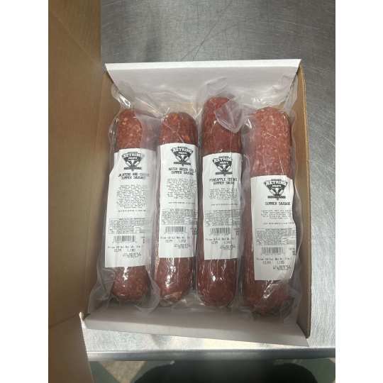 regular summer sausage - 1 pound roll of summer sausage made from our locally sourced beef, with a small amount of pork for moister.  perfect size for a cracker.