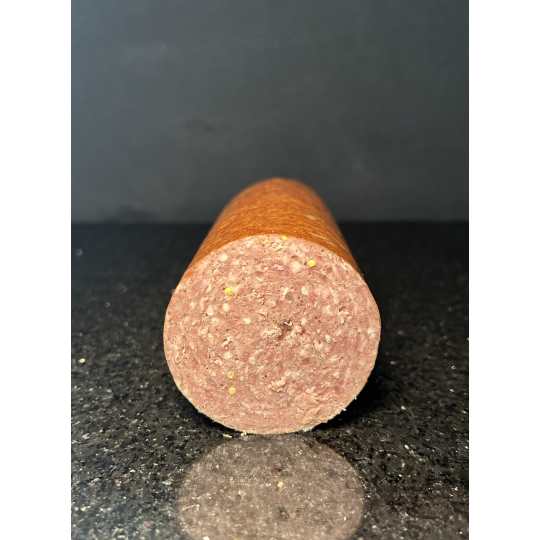 Summer Sausage Roll - Our sausage big rolls are the bread and butter of Clark's. Beef and pork and all sorts of flavor! In our classic mild summer flavor.  Ordered in 1.75 lb increments. For example, if you order a quantity of 2, you will receive 3.5 lb.  Price per pound is $9.49.
