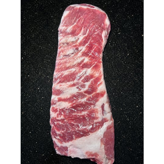 Spare Ribs - These pork ribs come off the belly. St. Louis style for a fantastic grill option!  Ordered in 3.5 lb increments. For example, if you order a quantity of 2, you will receive 7 lb.