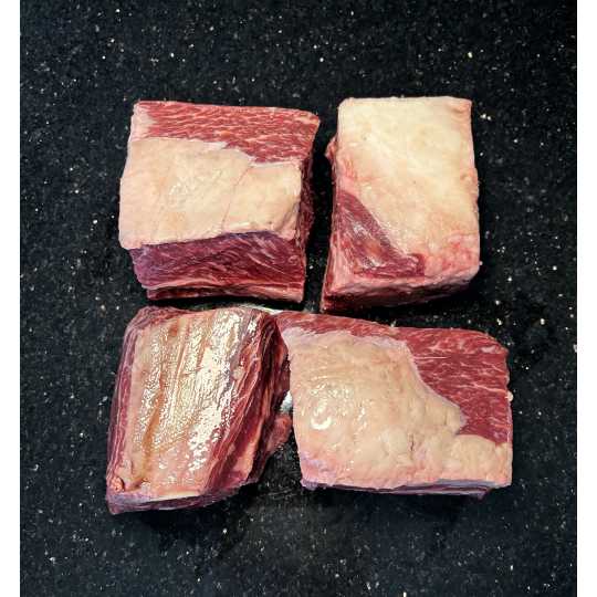 Beef Short Ribs - Cut 'short'. Great for braising or the crock pot.  Ordered in 2.75 lb increments. For example, if you order a quantity of 2, you will receive 5.5 lb.  Price per pound is $10.99.