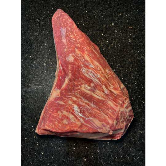 Tri-Tip Roast - So flavorful. Comes off the sirloin. Great for grilling and serving alongside some kabob veggies.  Ordered in 3 lb increments. For example, if you order a quantity of 2, you will receive 6 lb.  Price per pound is $13.59.