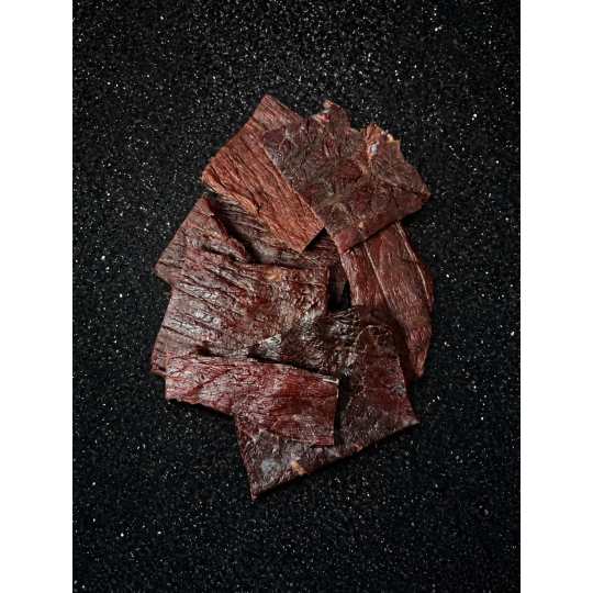Original Whole Muscle - Our whole muscle jerky is that classic 'cowboy-style' jerky with the tougher chew. In our original classic flavor.  Ordered in 0.35 lb increments. For example, if you order a quantity of 2, you will receive 0.7 lb.   Price per pound is $26.99.