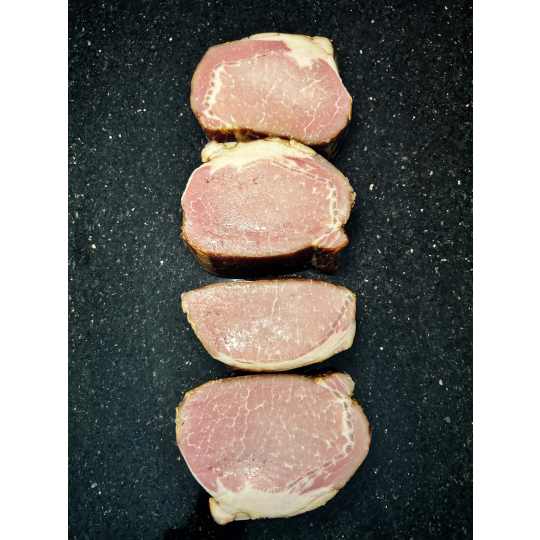 Smoked Boneless Pork Chops - Our in-house smoked chops are a wonderful quick and delicious protein option for dinner time.  Ordered in lb increments. For example, if you order a quantity of 2, you will receive lb.  Price per pound is $8.49.