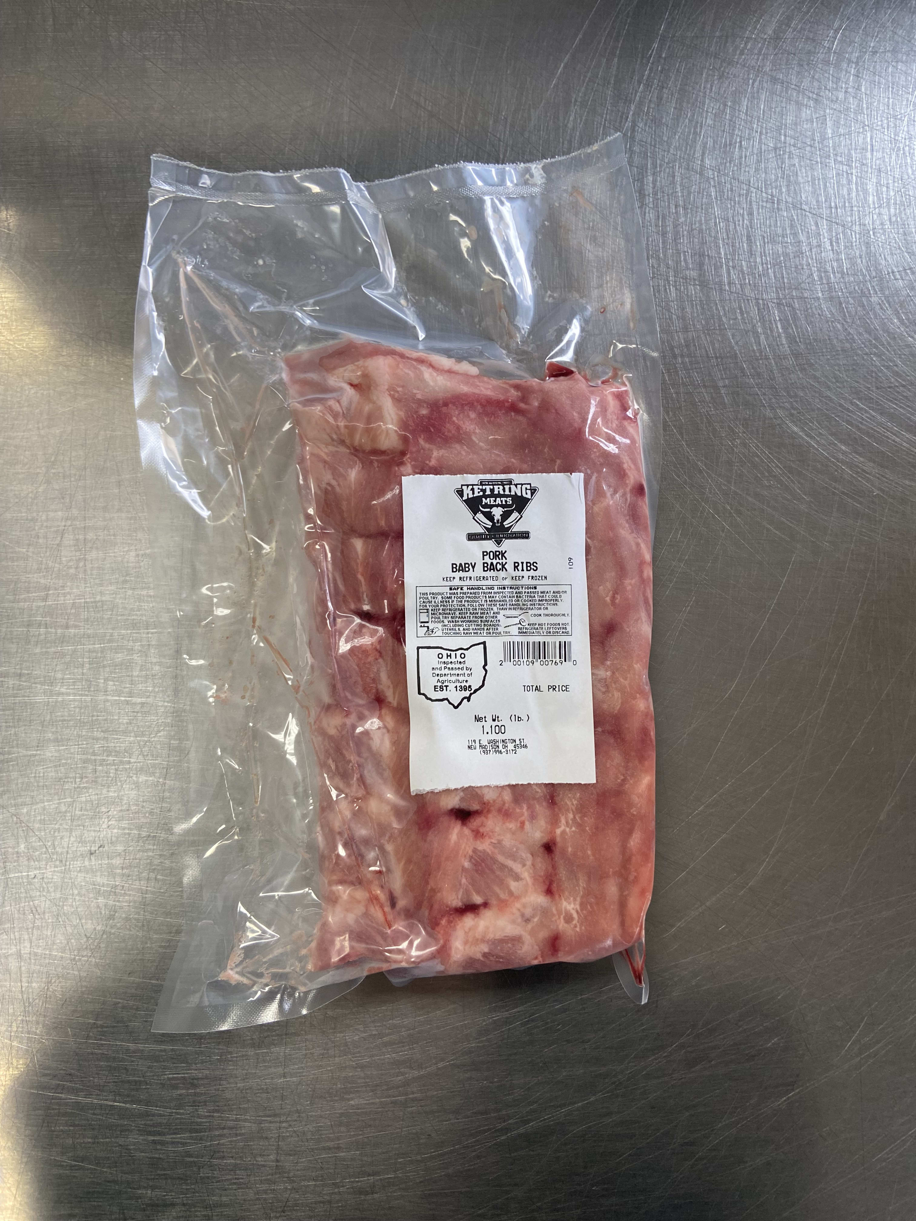 Babyback Ribs 1/2 rack 1.5lb Delivery in New Madison, OH Ketring