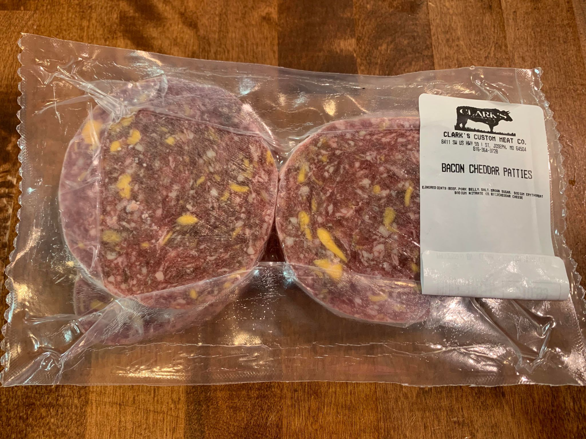 Bacon Cheddar Patties Pickup in Saint Joseph, MO Clark's Custom Meat Co
