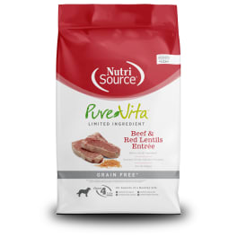 NutriSource PureVita Grain Free Beef & Red Lentils Dry Dog Food - 25lb