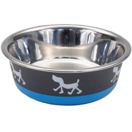 Coastal Pet Products Maslow Design Series Non-Skid Pup Design Dog Bowl - Blue and Grey - 28oz