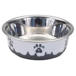 Coastal Pet Products Maslow Design Series Non-Skid Paw Design Dog Bowl - Grey and White - 13oz