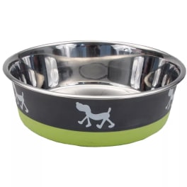 Coastal Pet Products Maslow Design Series Non-Skid Pup Design Dog Bowl - Green and Grey - 28oz