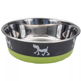 Coastal Pet Products Maslow Design Series Non-Skid Pup Design Dog Bowl - Green and Grey - 13oz
