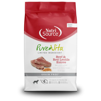 NutriSource PureVita Grain Free Beef & Red Lentils Dry Dog Food - 15lb