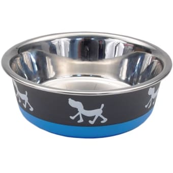Coastal Pet Products Maslow Design Series Non-Skid Pup Design Dog Bowl - Blue and Grey - 13oz