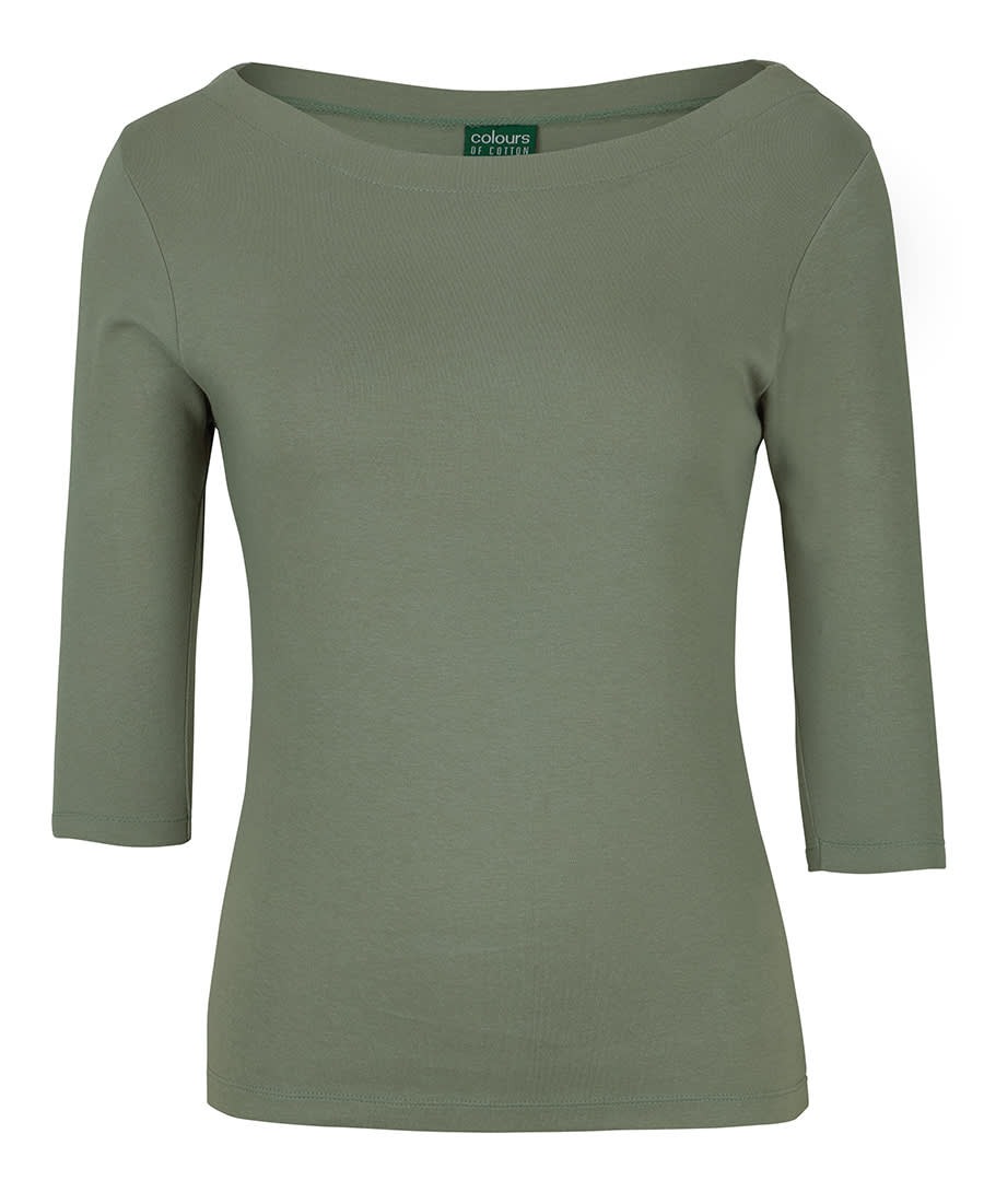 C of C Ladies 3/4 Sleeve Boat Neck Tee - 1BT3 Image Sage