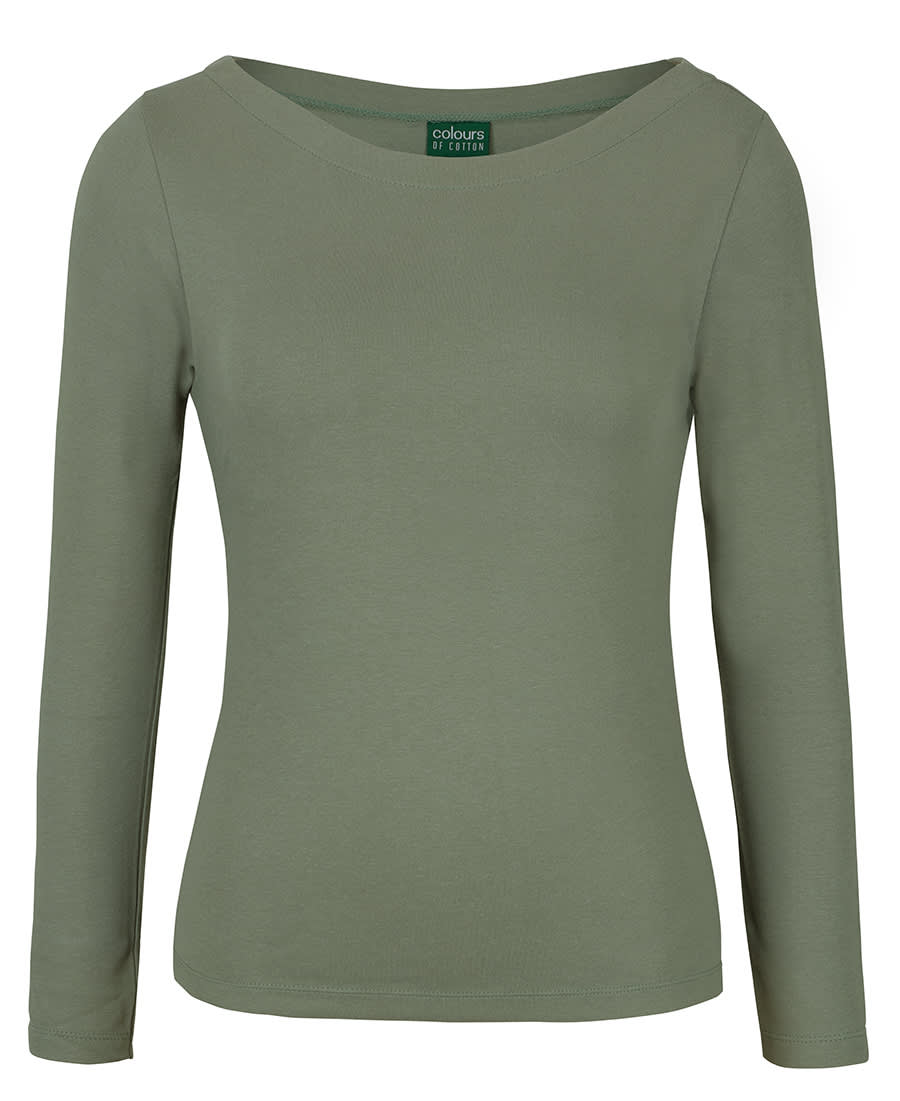 C of C Ladies L/S Boat Neck Tee - 1BTL Image Sage