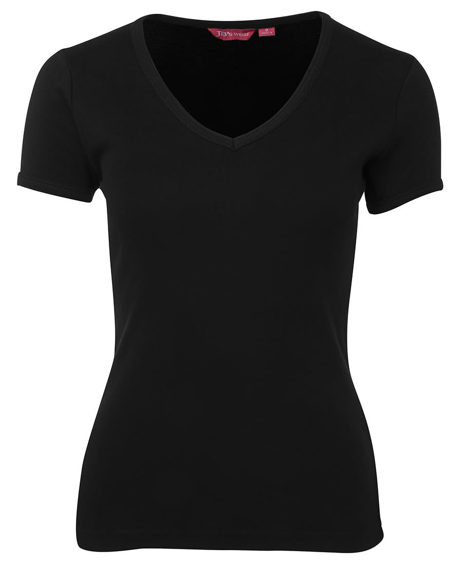 JB's Ladies V-Neck Tee - 1LV Image Black
