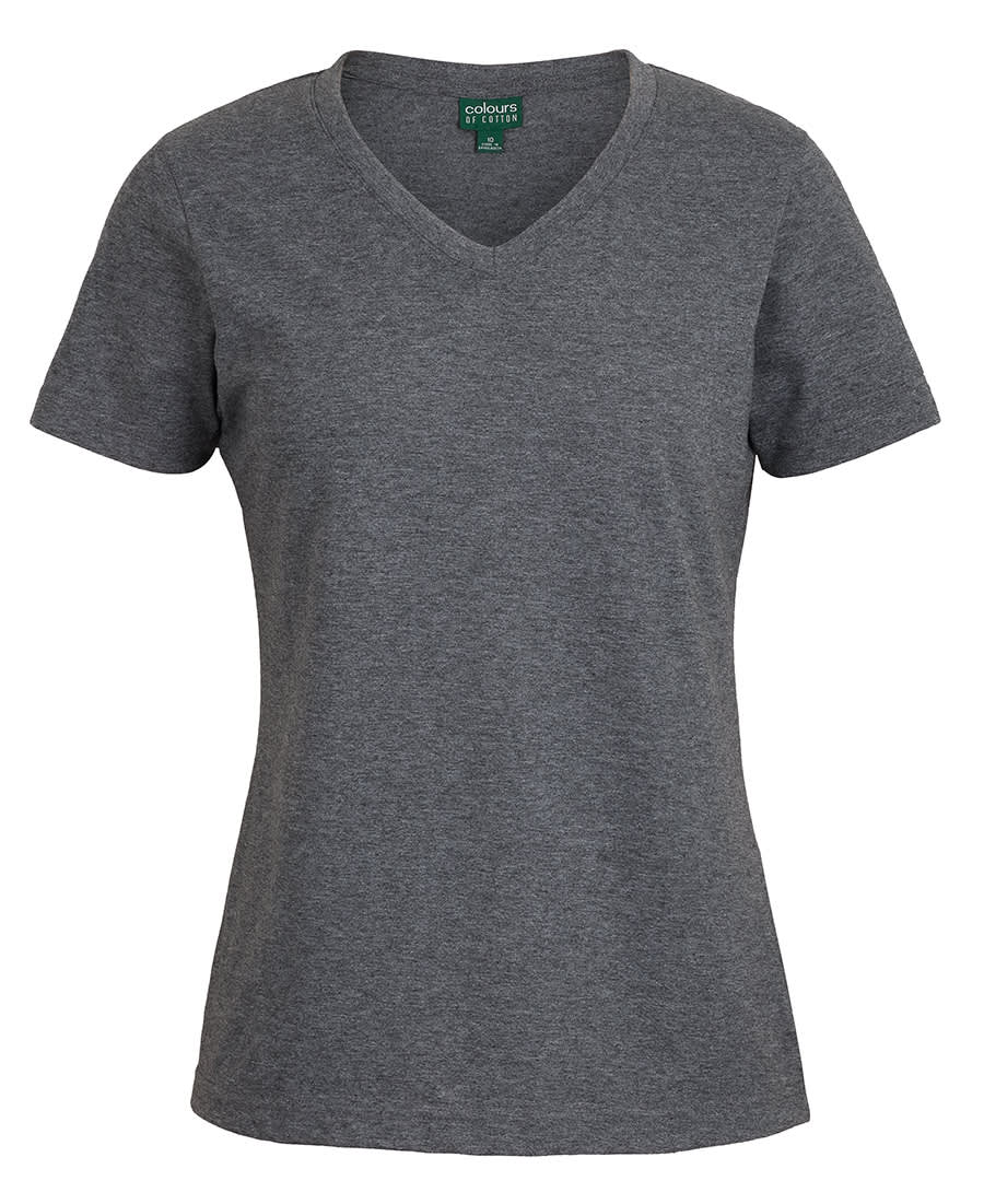 C of C Ladies V-Neck Tee - 1VT1 Image Charcoal Marle