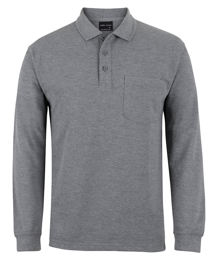 JB's 210 L/S Pocket Polo - 210PL Image Grey Marle