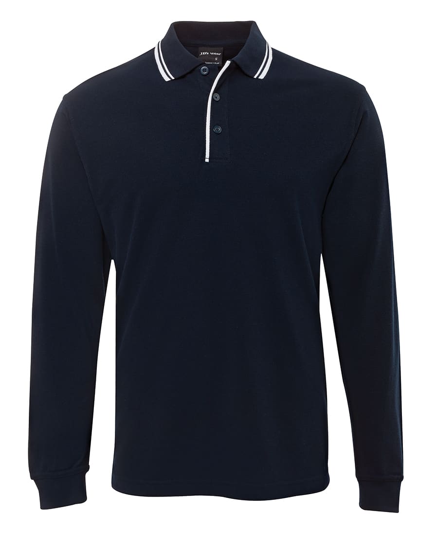 JB's L/S C/Trast Polo Navy/White