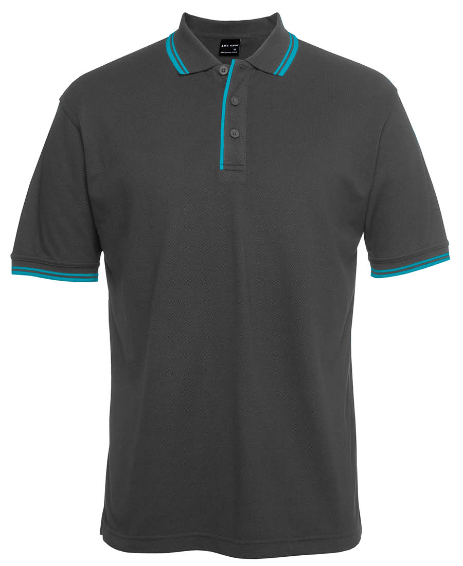 JB's Contrast Polo - 2CP Image Gunmetal/Aqua