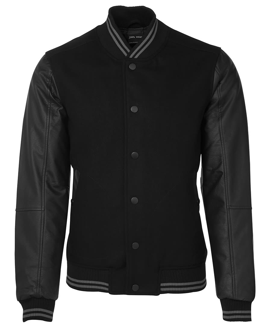 JB's Art Leather Baseball Jacket Black