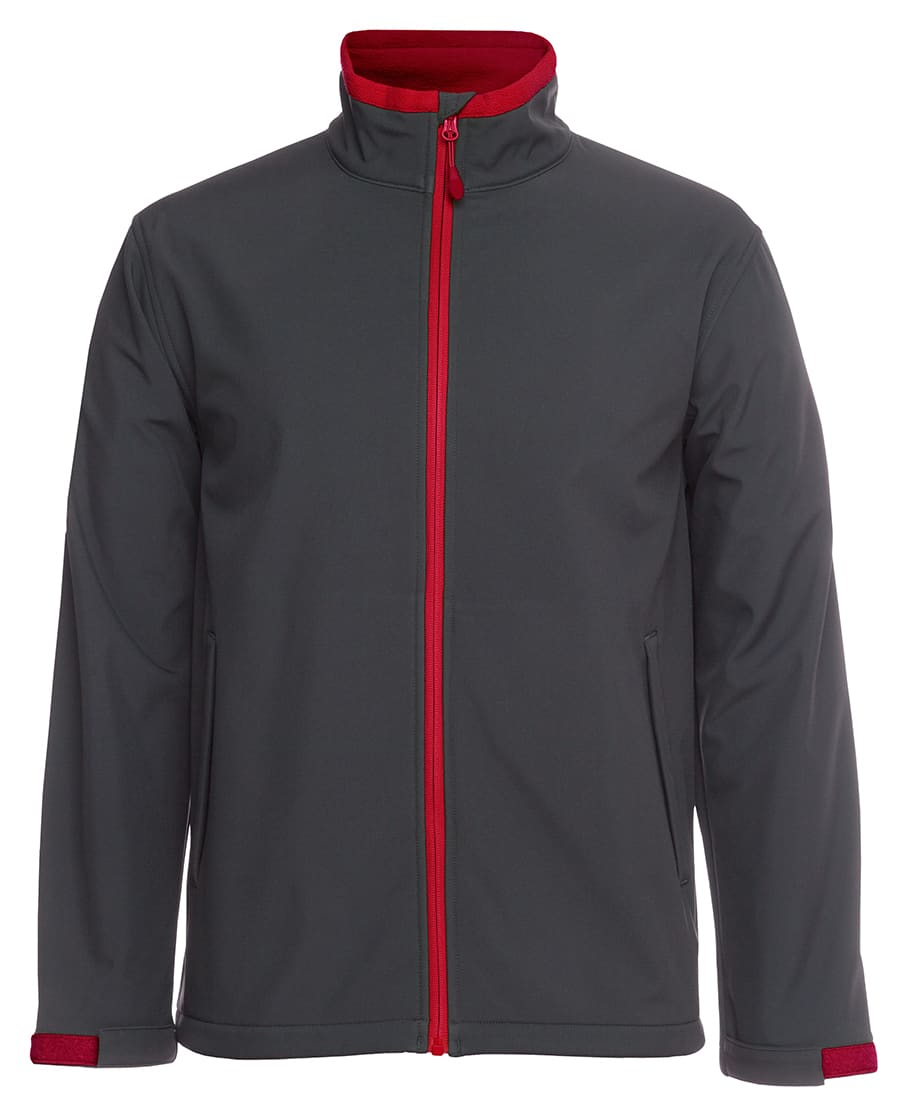 Podium Adults & Kids Three Layer Softshell Jacket - 3WSJ Image Charcoal/Red