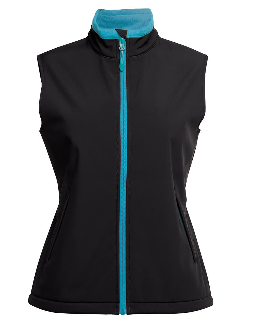 Podium Ladies Three Layer Softshell Vest - 3WSV1 Image Black/Aqua
