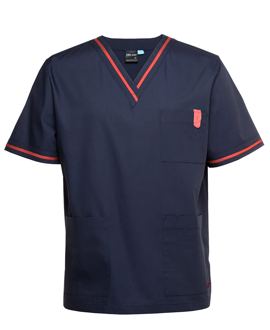 JB's Contrast Unisex Scrubs Top Navy/Aqua