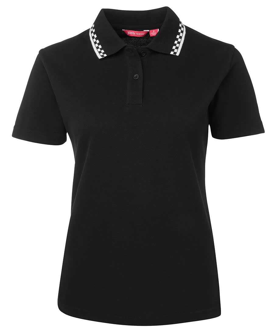 JB's Ladies Chef Polo - 5LP Image Black/White