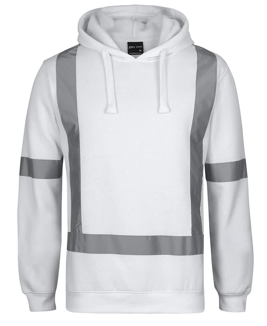 JB's Fleece Hoodie with Reflective Tape - 6BNH Image White