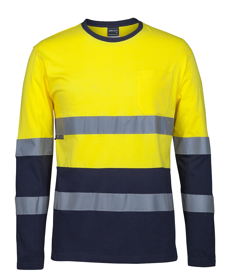 D+N L/S Crew Neck Cotton T-shirt - 6DNTN Image Yellow/Navy