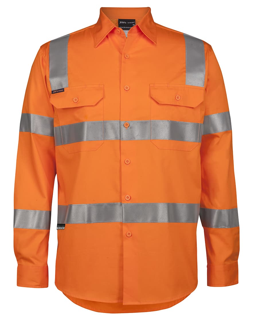 JB's Hi Vis (D+N) L/S 150g AUST. Rail Work Shirt - 6DNWR Image Orange