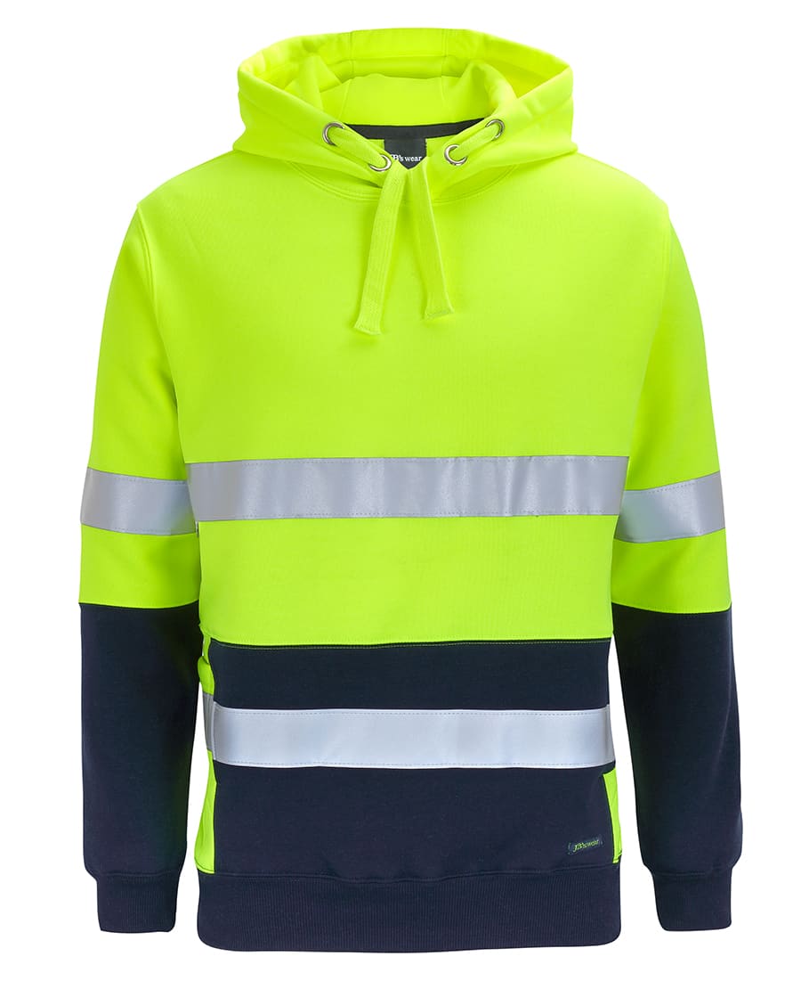 JB's Hi Vis D+N 330G Pullover Hoodie - 6DPJ Image Lime/Navy