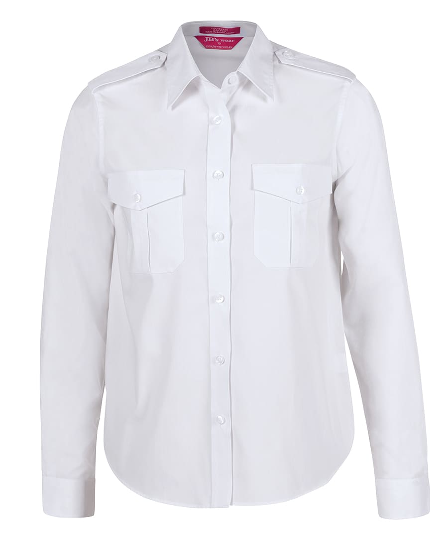Ladies Epaulette Shirt L/S - 6ESL1 Image White