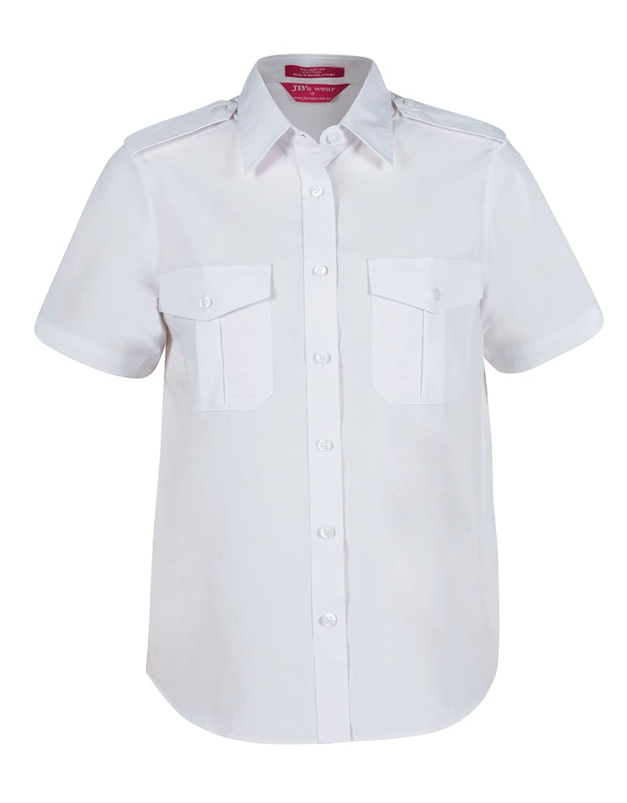 JB's Ladies S/S Epaulette Shirt - 6ESS1 Image White