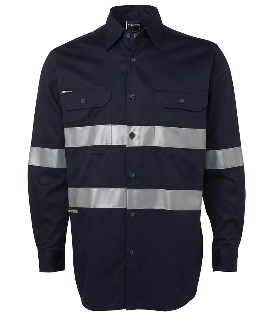 JB's L/S 190G Work Shirt With Reflective Tape - 6HDNL Image Navy