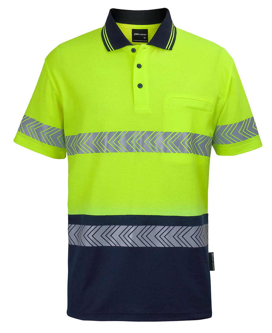 JB's Hv S/S D+N C/Back Segmented Tape Polo Lime/Navy