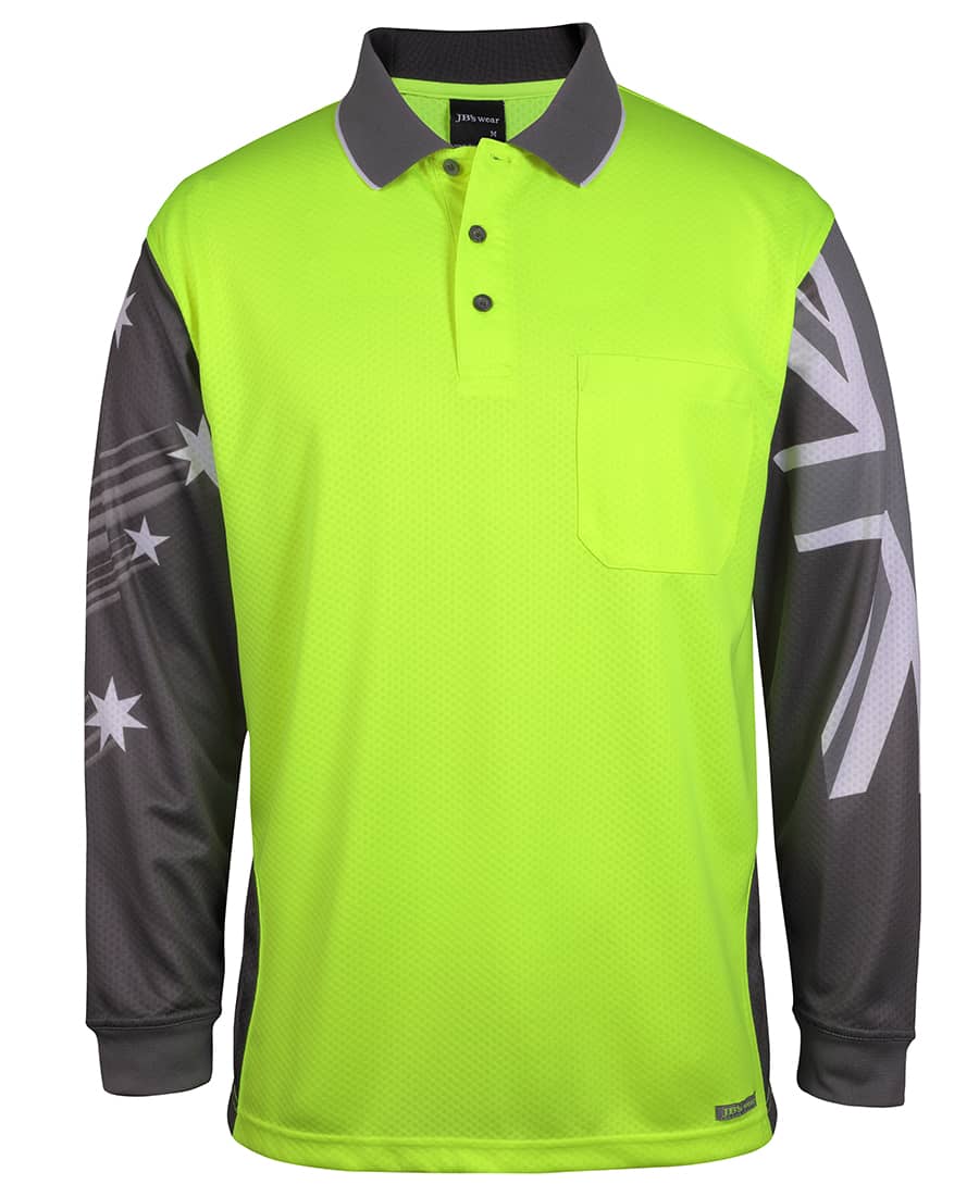 JB's L/S Southern Cross Polo - 6HSCL Image Lime/Charcoal