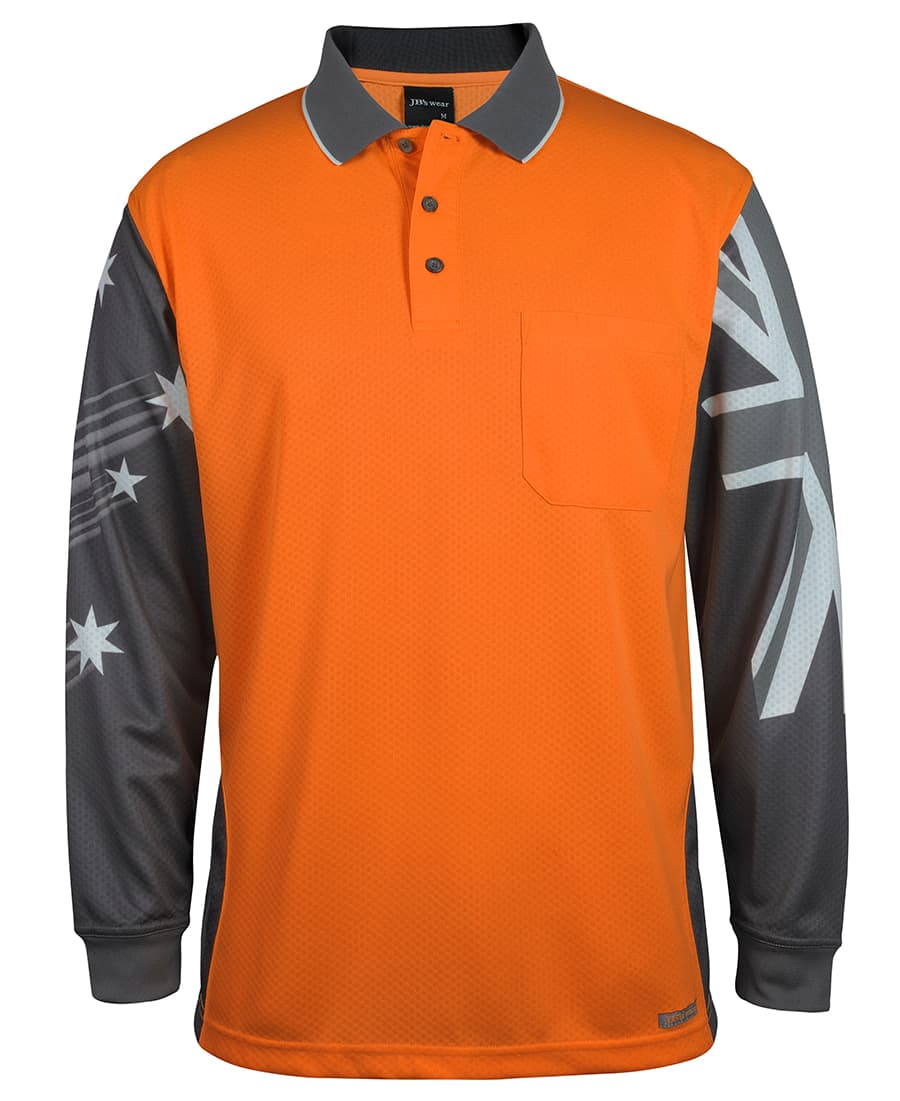 JB's L/S Southern Cross Polo - 6HSCL Image Orange/Charcoal