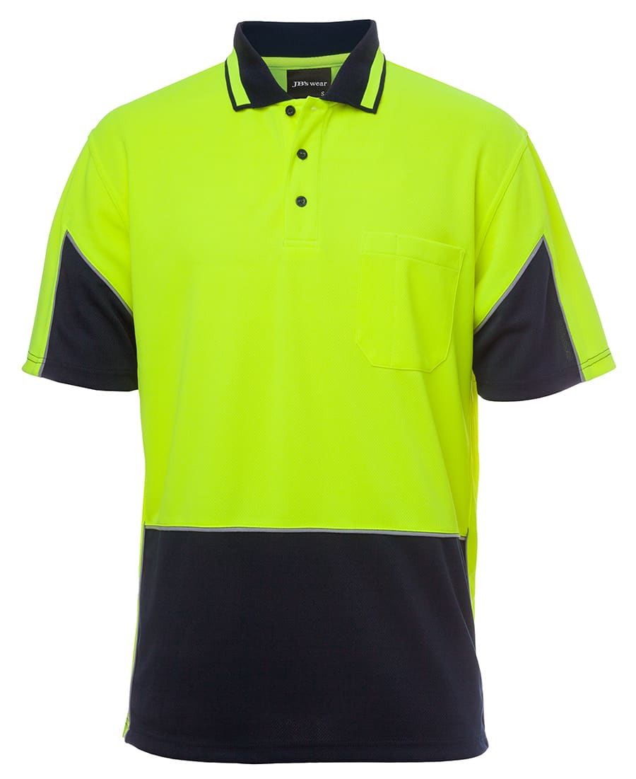 JB's Hi Vis S/S Gap Polo - 6HVGS Image Lime/Navy