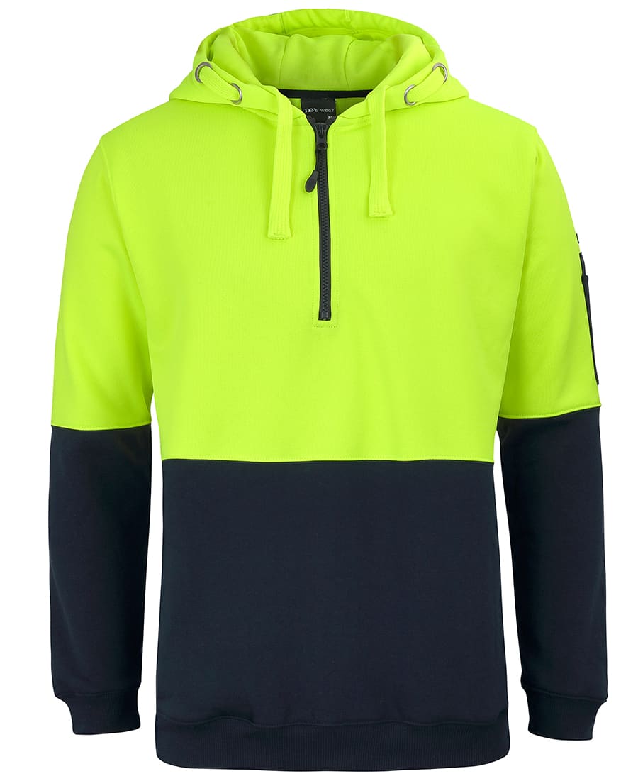 JB's Hi Vis 1/2 Zip Hoodie - 6HVHZ Image Lime/Navy