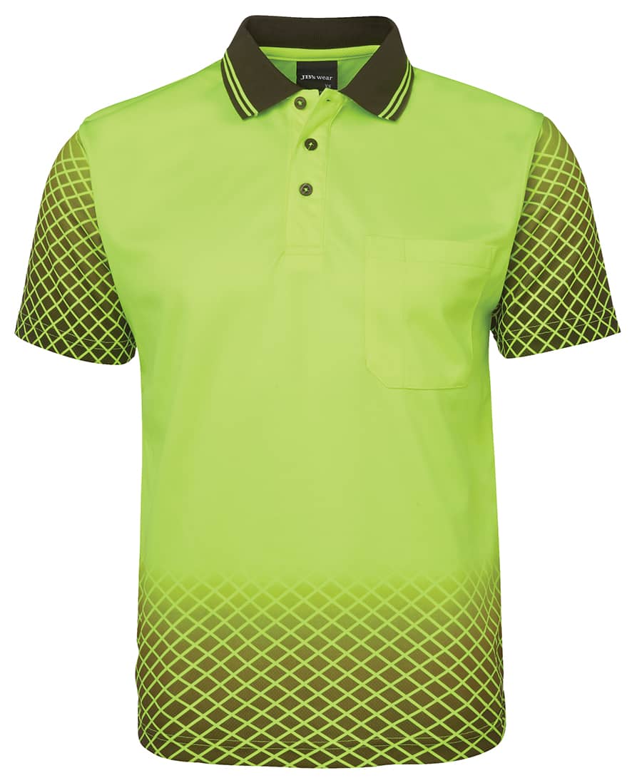 JB's Hi Vis Net Sub Polo - 6HVNS Image Lime/Black